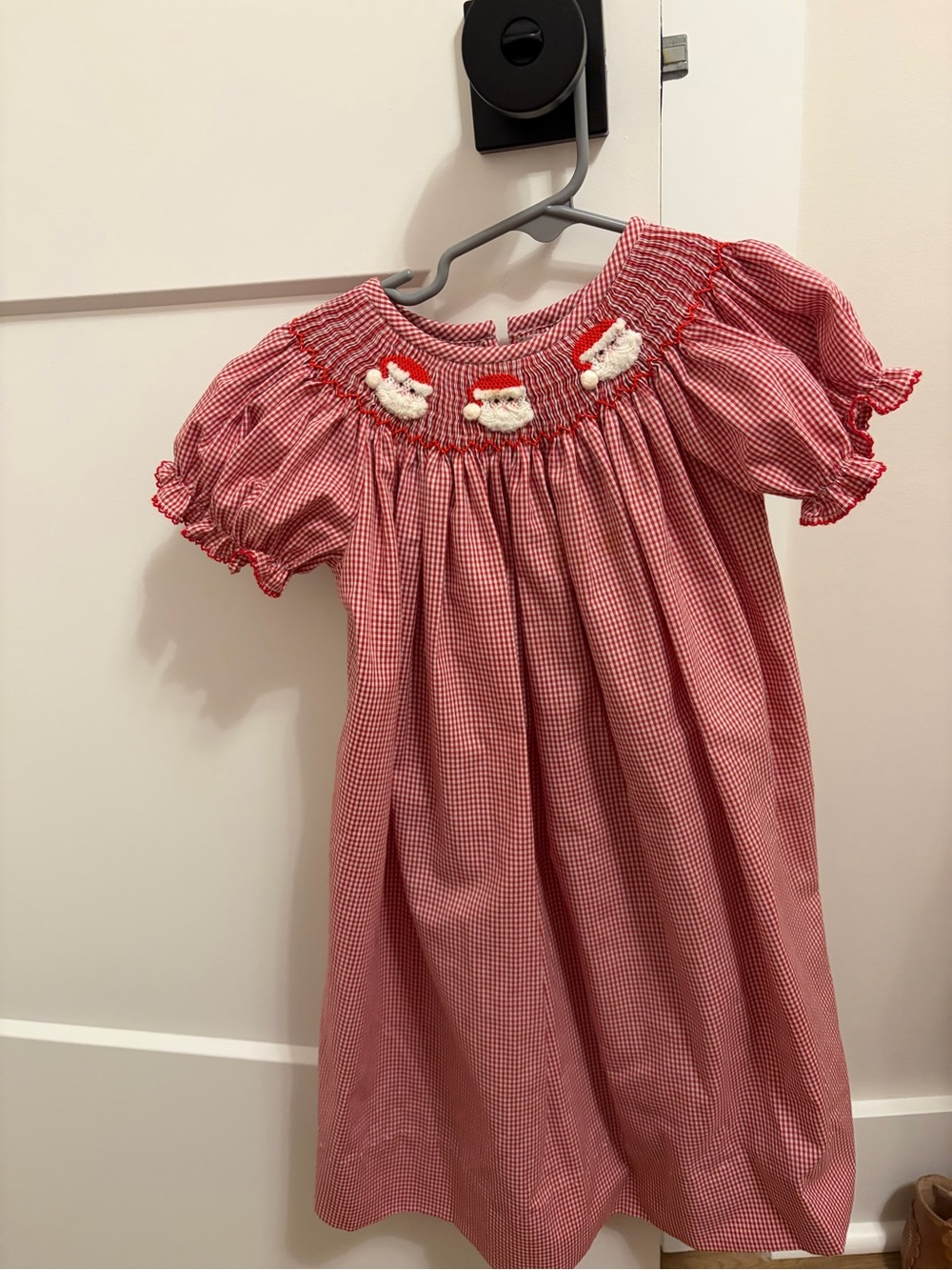 Classic Whimsy Red Gingham Smocked Holiday Dress for Girls